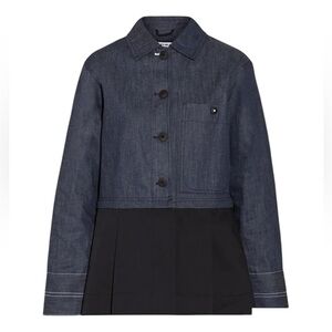 Elizabeth And James York paneled pleated cotton-poplin and denim jacket Small